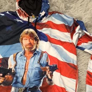 RARE! Chuck Norris American Flag hoodie size xl